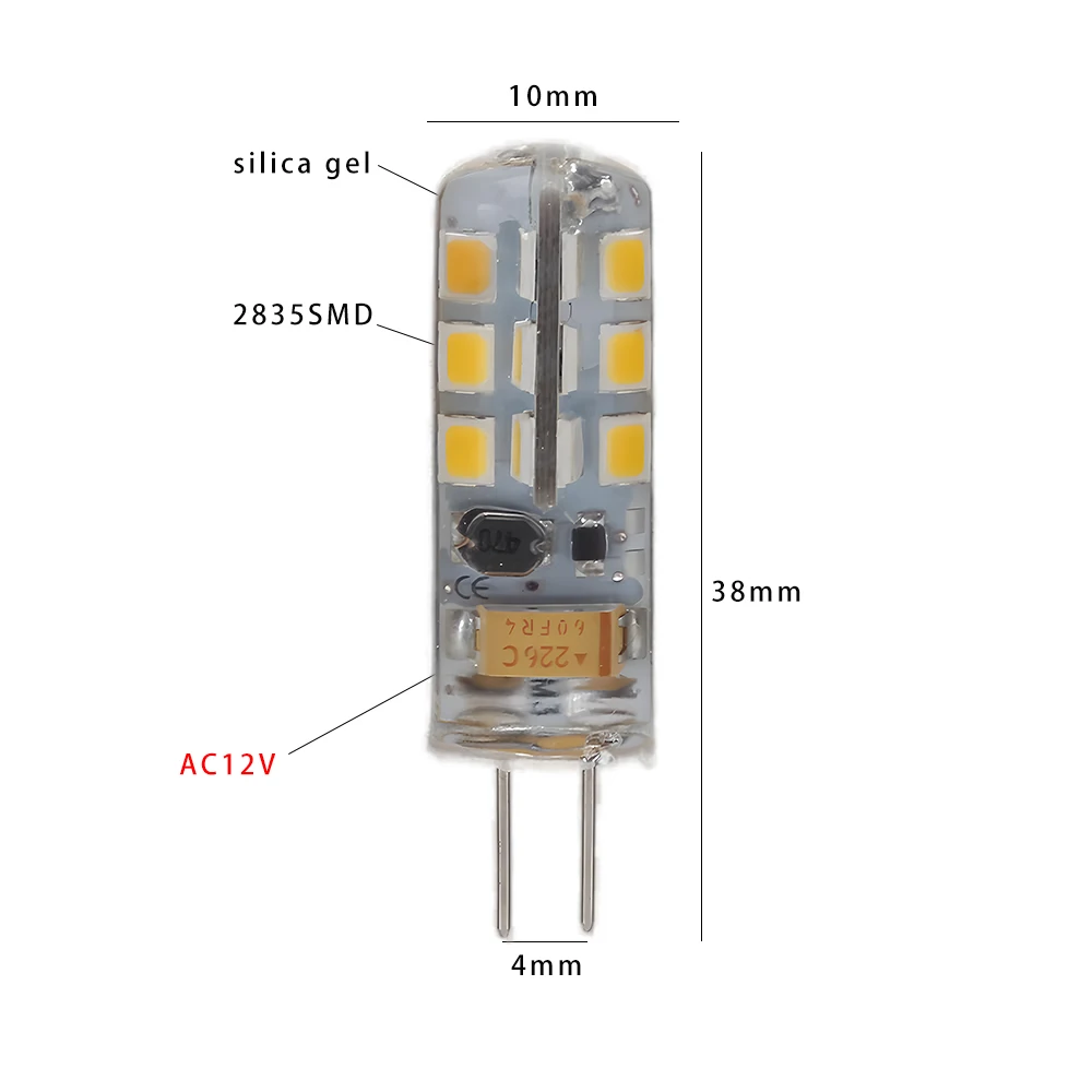 실내/실외 조명용 G4 LED 12V 2835 SMD 전구 저전압 교체 광원 10개