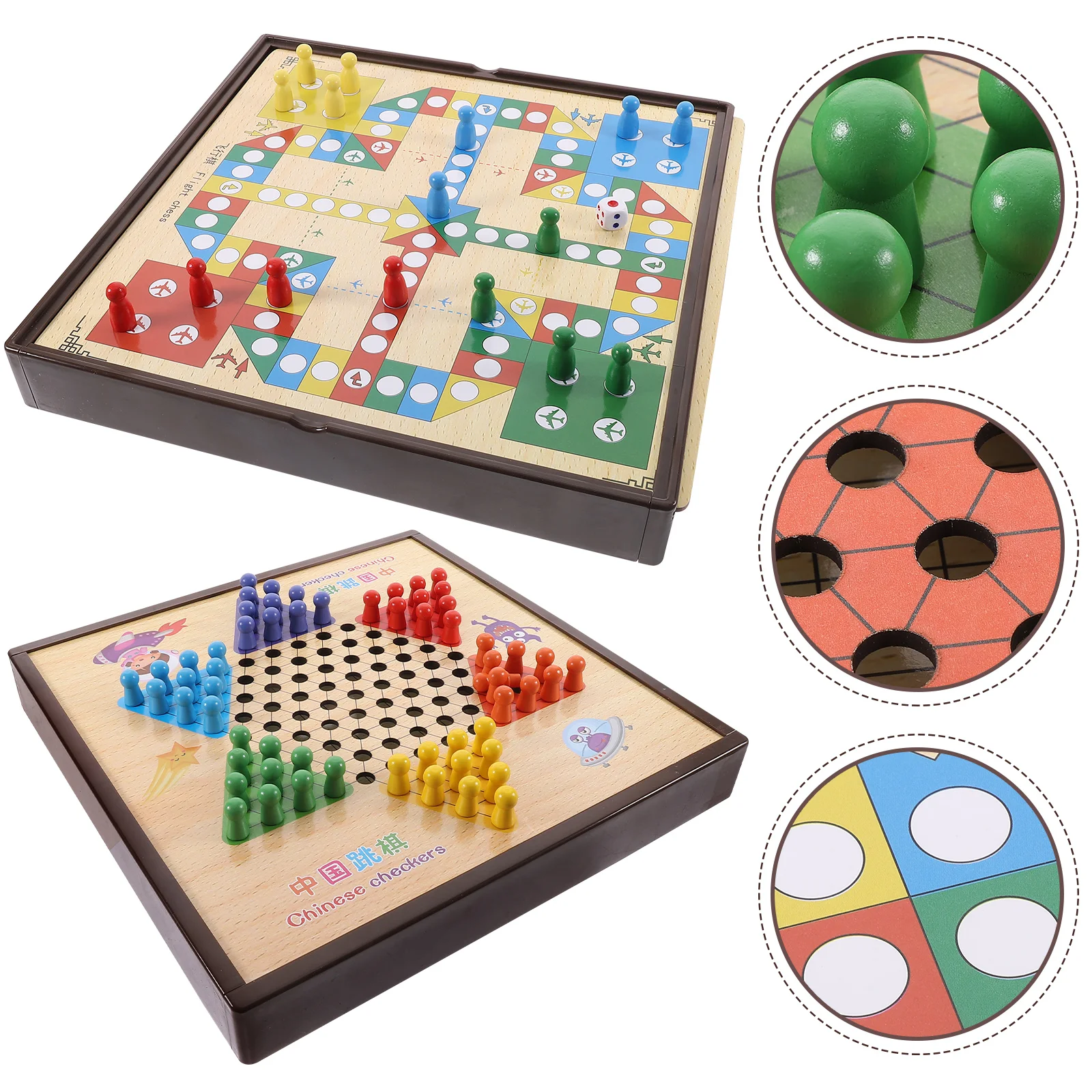 

2 in 1 Board Games Educational Gift Toys for Children and Students Adult Wood Chess