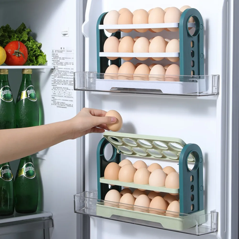Scatola Portaoggetti Reversibile Per Uova 30 Griglie Portauova Rotante In Plastica Verde Accessori Da Cucina Salvaspazio Per La Cucina