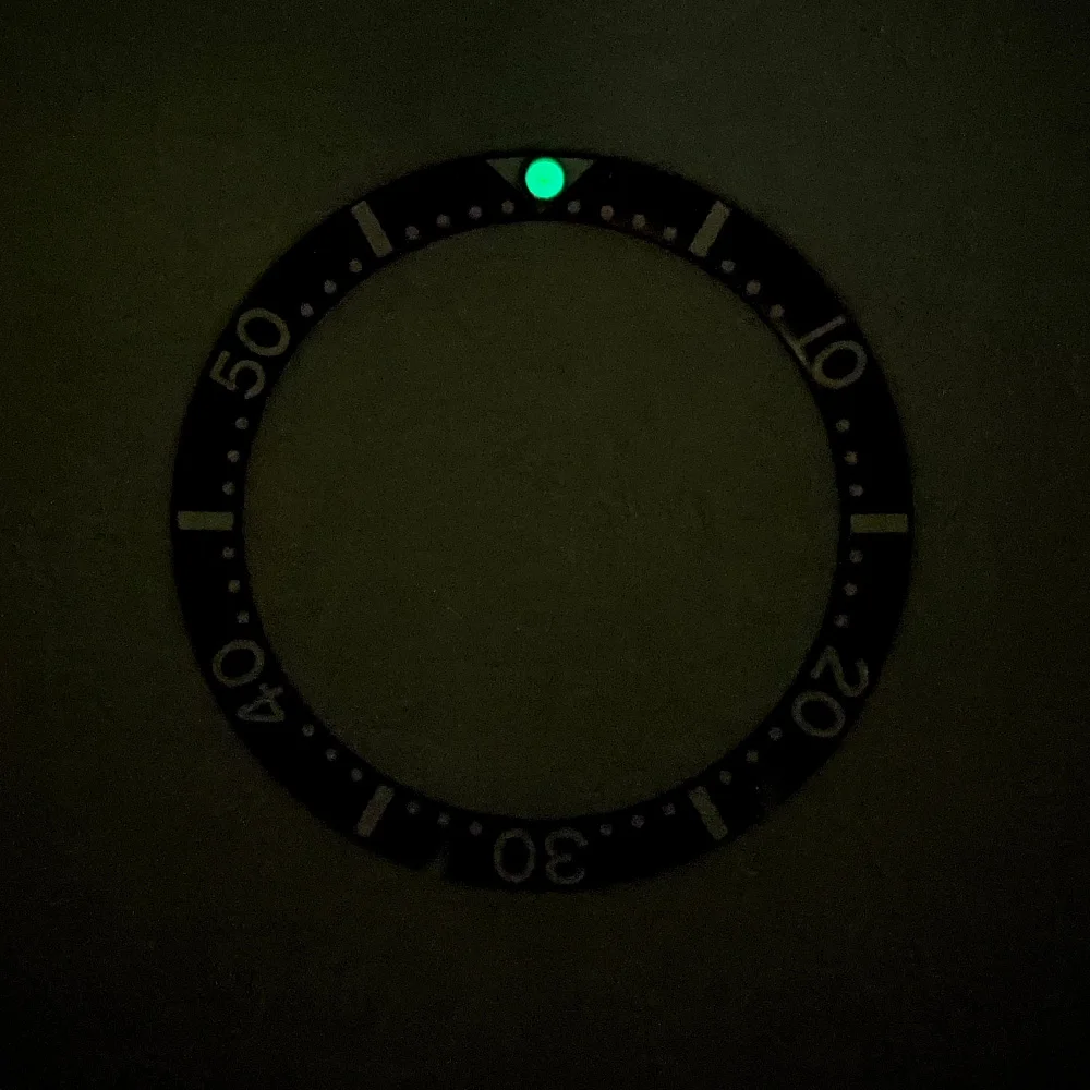 Green Luminous Ceramic Watch Bezel Insert - 33.7mm
