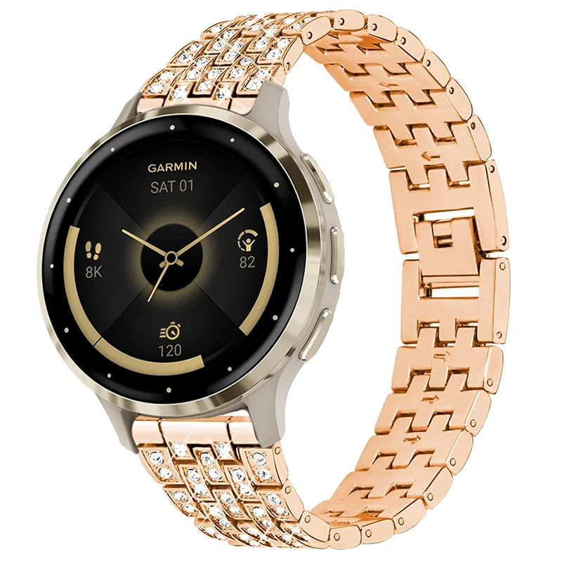 Pulseira Diamond Metal para Garmin Venu Pulseira de Relógio Garmin Vivoactive 4s e Plus Pulseira de Música para Garmin Venu sq