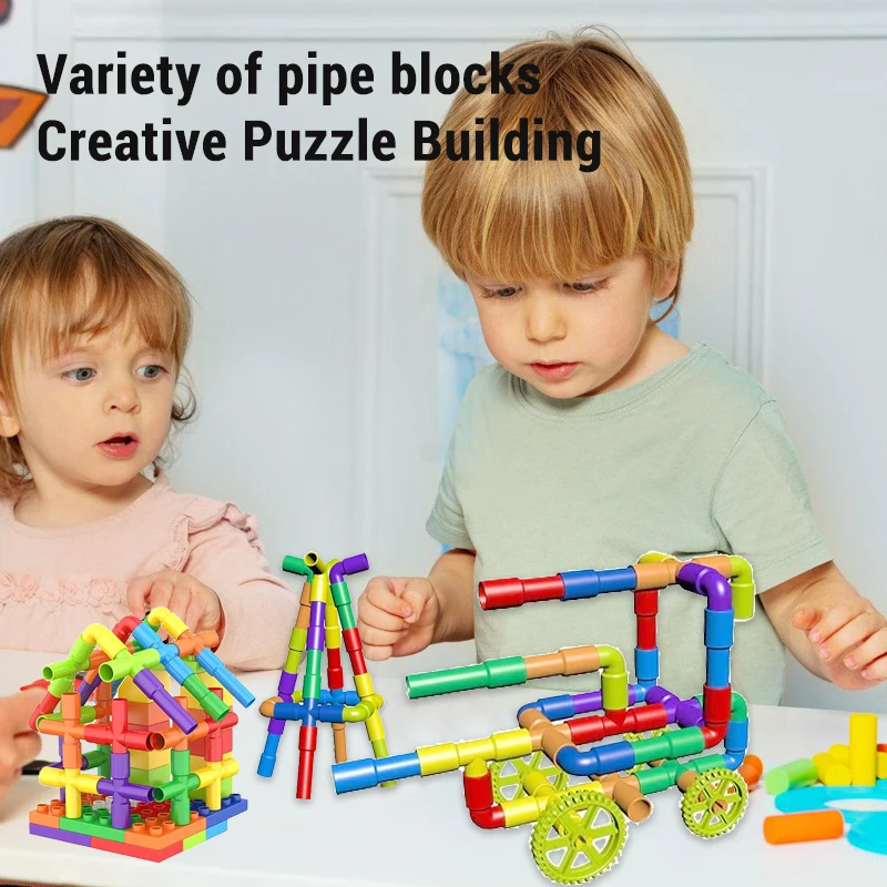 Kids DIY Color Random Assembly Water Pipes Building Blocks Toys Montessori Splicing Water Pipes Building Blocks Toys Gifts