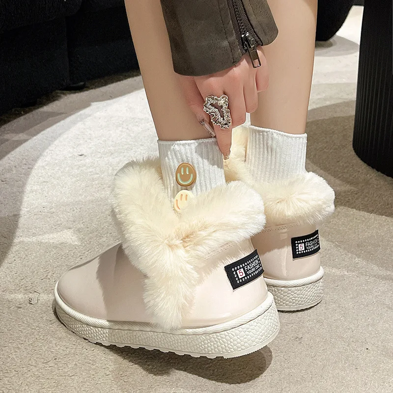Snow Boots Women's Warm Plush Flat Heel Round Toe Female Shoes Boots Platform Australia Winter Footwear Fur Ladie