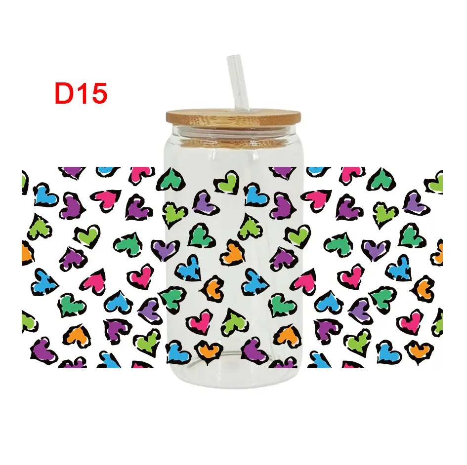 UV DTF Transfers Stickers, 16oz, Cup Wraps, Leopard Printed, DIY Glass, Ceramic, Metal, Leather, Etc D12