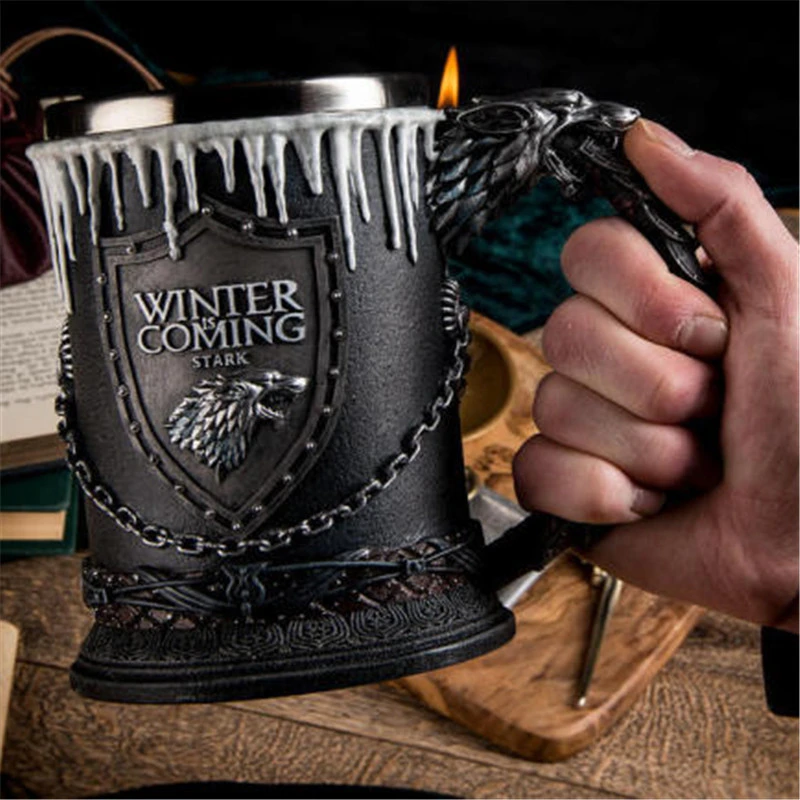jaula Año Nuevo Lunar blanco como la nieve Taza de Juego de tronos House Stark, la copa de los Siete Reinos se viene  en invierno, 3D taza de café de acero inoxidable, Vasos|Tazas| - AliExpress