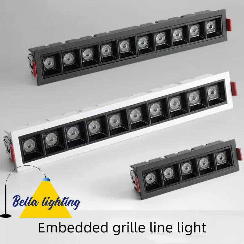 Line light embedded grille light strip anti glare spotlight LED85-265V high luminous efficiency no main light design 5