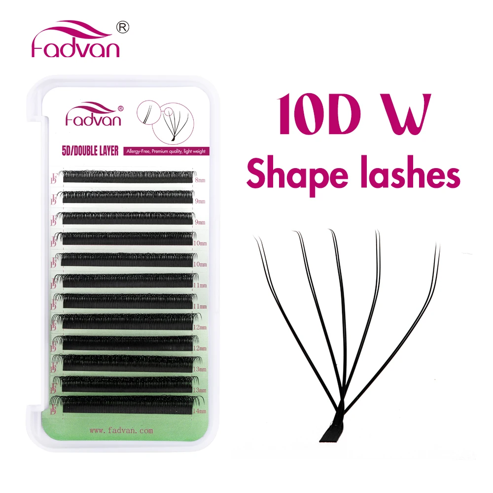 Fadvan 10D W  Shape Lashes Extension Dense Double Layer 5D W Eyelashes Premade Fans False Lash