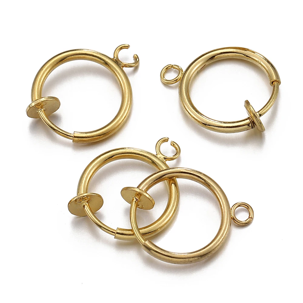 10pcs Retractable Clip on Ear Clip Hoop Non Piercing Silver Color Copper Round Earring Clips for Earrings Jewelry Making DIY 5