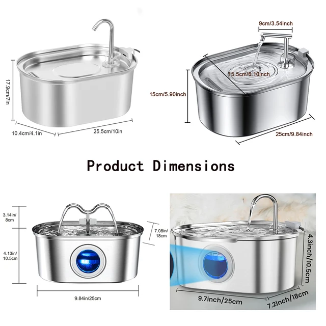 3.2L Stainless Steel Cat Water Fountain Cat Drinker Drinking Fountain For Cats Dogs Pet Water Dispenser Ultra Quiet Water Pump 2