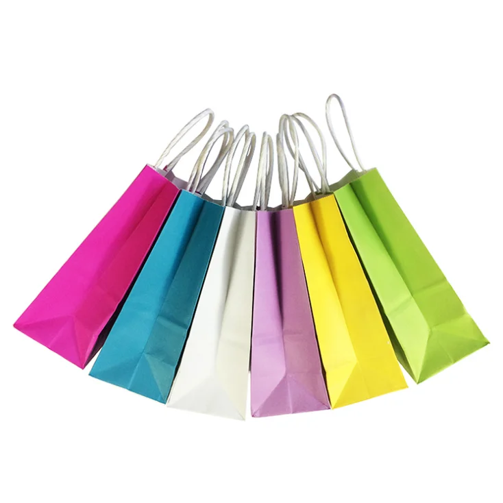 10 Pcs/lot 4 Size Deep Blue Kraft Paper Bag With Handle Recyclable Fashionable Cloth Shoes Gift shops Bags | Дом и сад