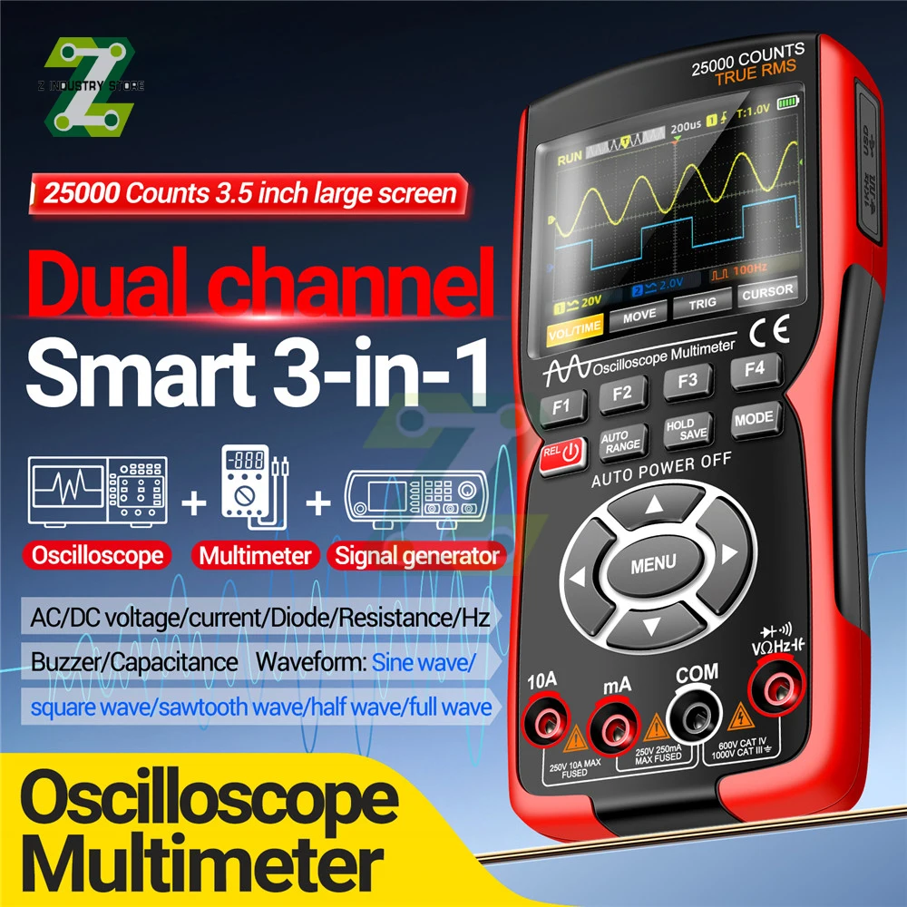 

3 In 1 Multimeter+oscilloscope+signal Generator High Precision Intelligent Electrician Car Repair Tool With Test Pen