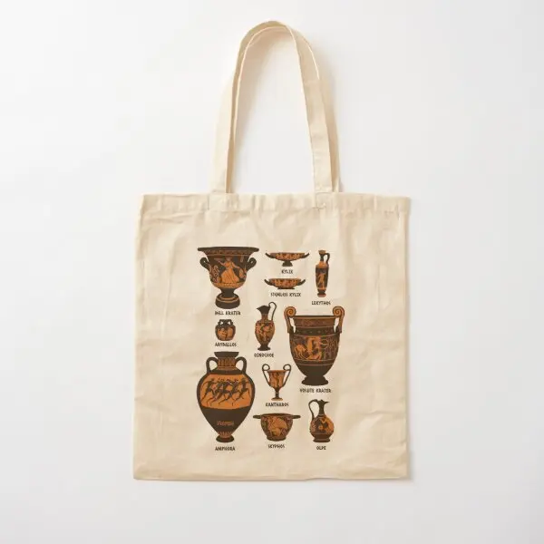 

Ancient Greek Pottery Cotton Canvas Bag Foldable Unisex Casual Grocery Reusable Fashion Shoulder Bag Designer Travel Fabric