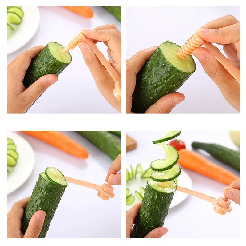 Description Picture 6 of itemRotate Potato Slicer Stainless Steel Plastic Twisted Spiral Potato Slice Cutter Whirlwind DIY Manual Creative Kitchen Gadgets