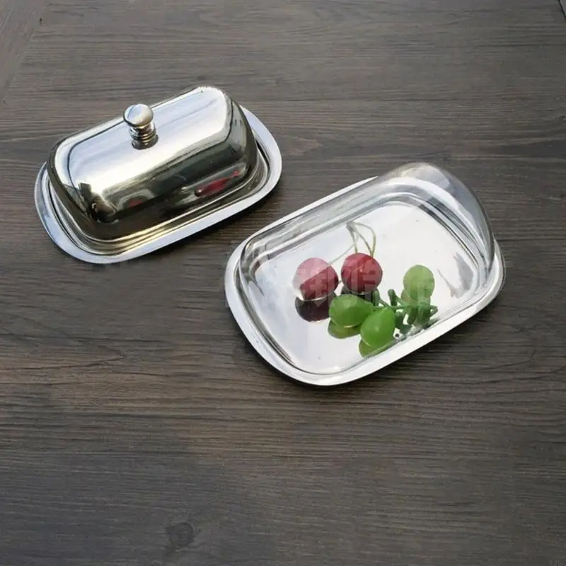 N2UC Stainless Steel Butter Tray Serving Dish for Breakfast Bread Cheese Storage Box