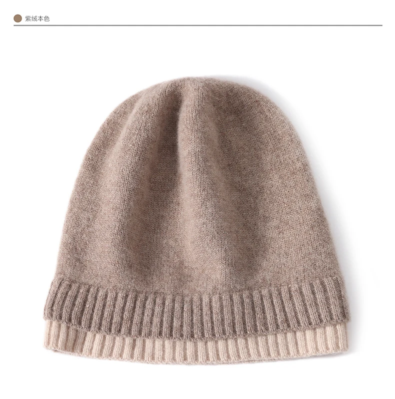 Strickmütze aus 100 % Wolle, neue Mode, doppellagiger Saum, Deko-Unisex-Mützen, reine Wolle, warme Mütze, weich, gemütlich, Frühling, Outdoor, lässig – Detail 5