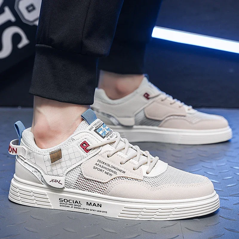 Summer Men Casual Shoes Breathable Mesh Low Board Sneakers Fashion Lace-up Designer Sneakers Men zapatillas hombre