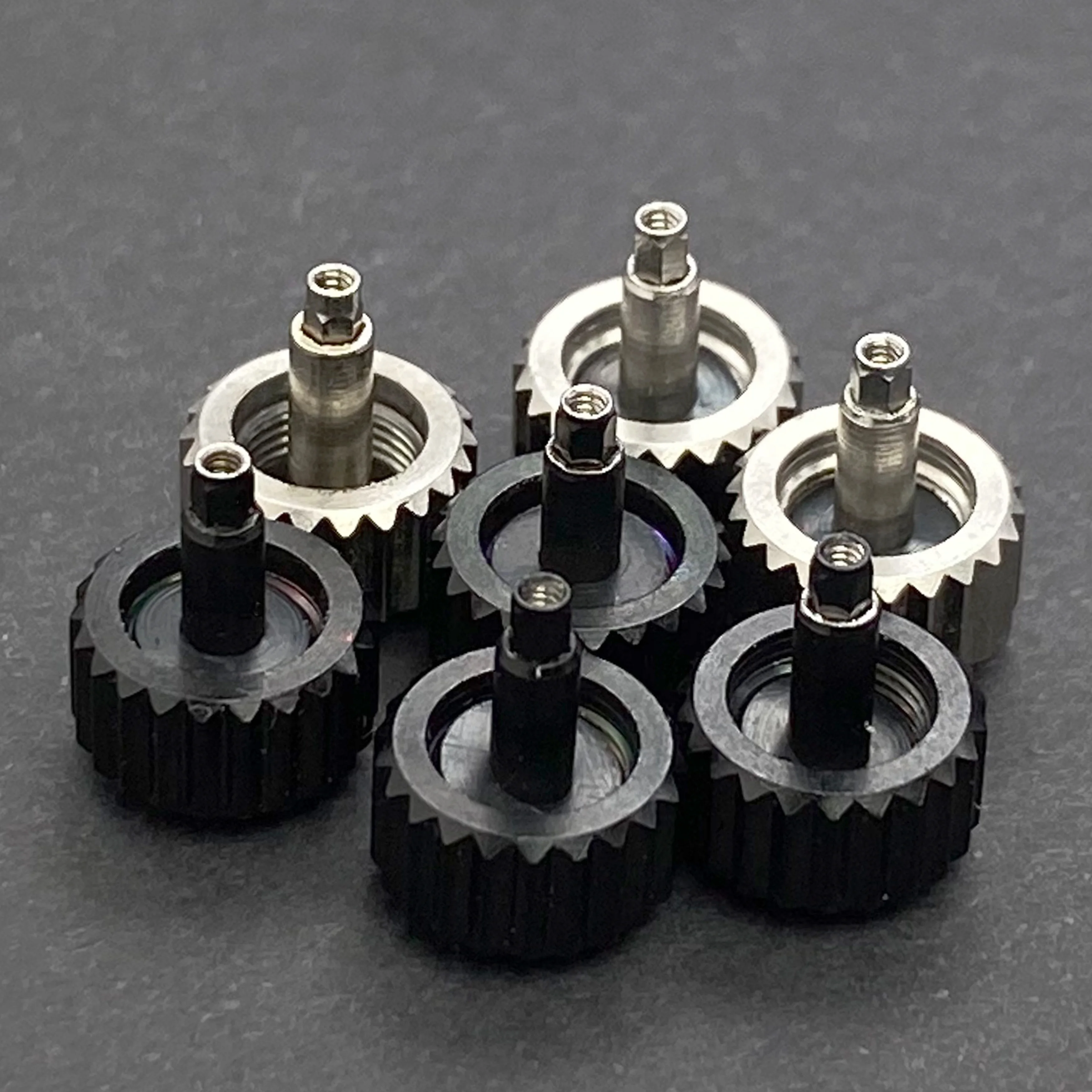 Premium Stainless Steel Crown with Silver/Black Logo for Timepiece Enhancement