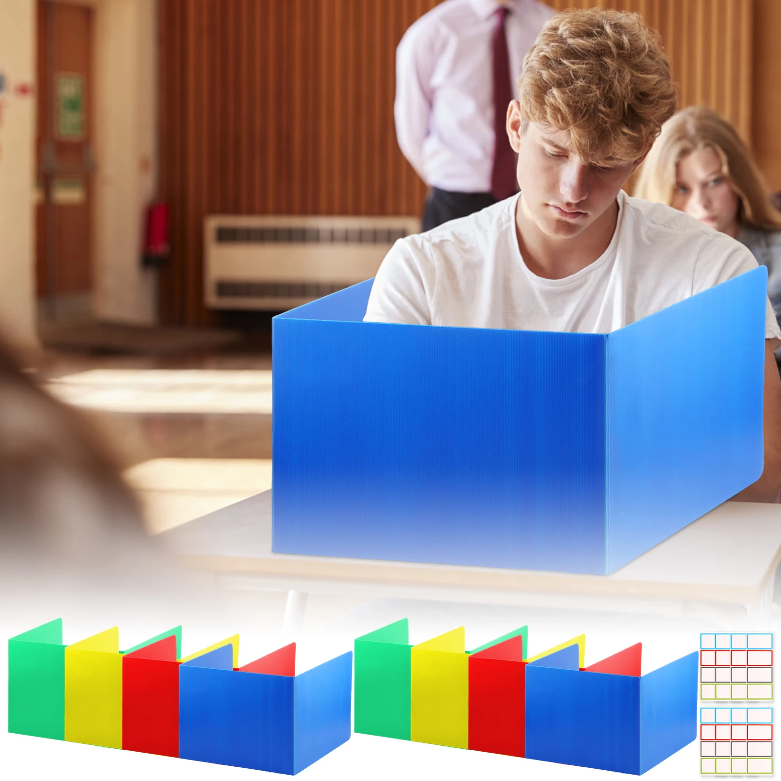 Desk Dividers Plastic Privacy Folder Colorful Desk Privacy Divider Foldable Study Carrel Divider Portable Folder