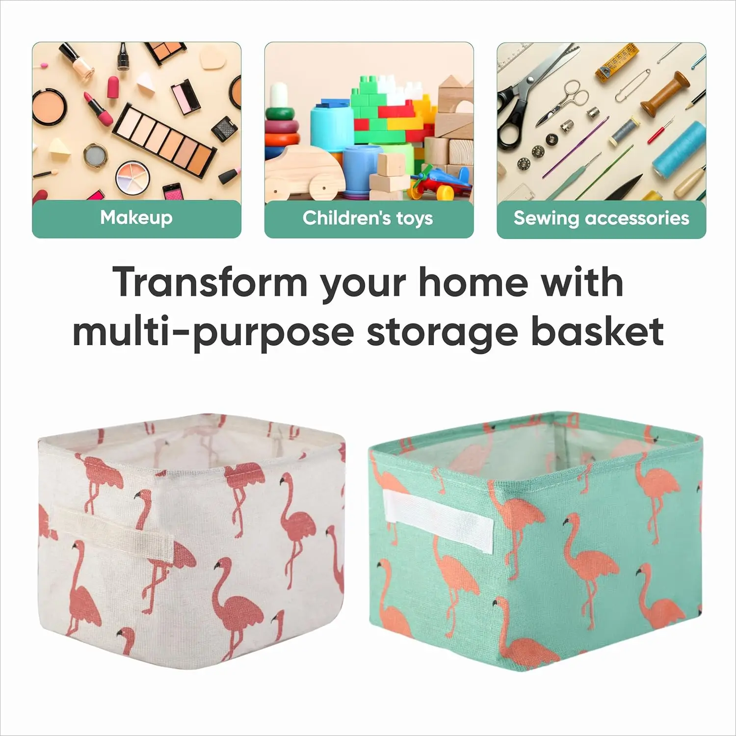 1pc Cotton Linen Fabric Waterproof Desktop Sundries Basket Storage Box Cosmetic Toy Organizer Underwear Socks Clothes Storagebag 2