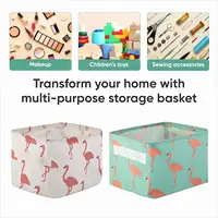 1pc Cotton Linen Fabric Waterproof Desktop Sundries Basket Storage Box Cosmetic Toy Organizer Underwear Socks Clothes Storagebag 2