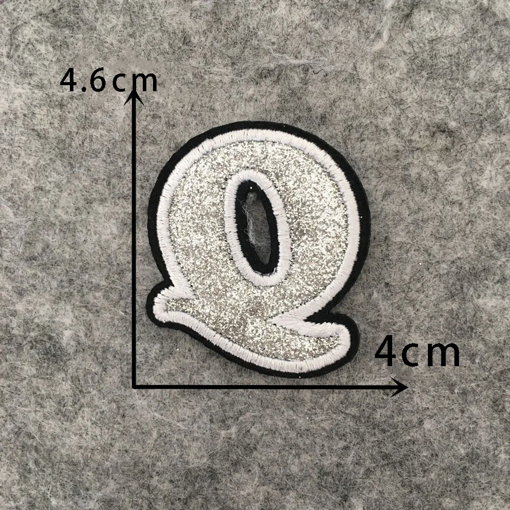English Silver Letters Embroidery Iron-On Patches - Hot-Melt Adhesive DIY Clothing Embellishments (Set of 26)