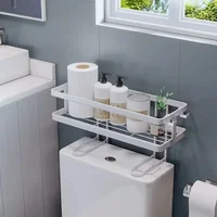 Over The Toilet Shelf Toilet Storage 1Tier Bathroom Organizer Shelves,Multi-function Paper Holder Basket No Drilling Space Saver 2
