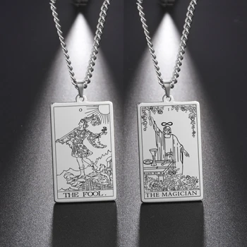 Jeshayuan Classic Tarot Cards Necklace For Women Stainless Steel Wealth Religious Amulet Necklace Birthday Party Jewelry Gifts 1