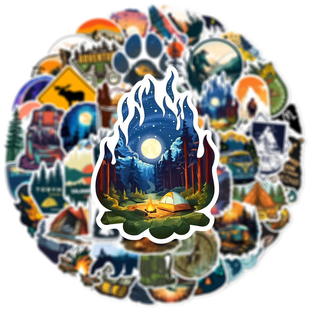 

10/30/50pcs Cartoon Outdoor Forest Camping Hiking Stickers Funny Decals Laptop Phone Motorcycle Car Waterproof Sticker Kids Toys