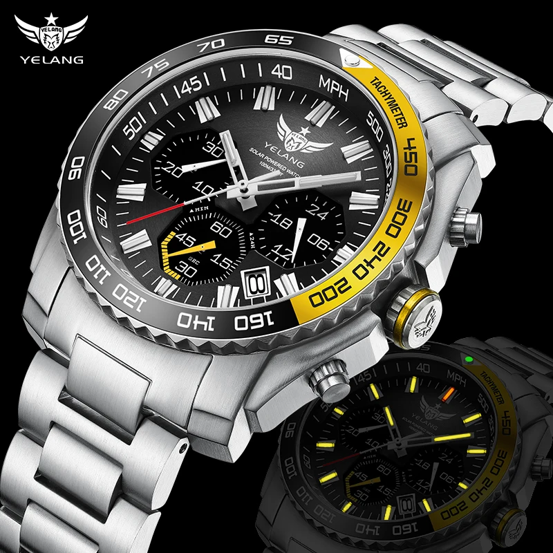 Yelang Watch Man Sports Watch Japan Eco-Drive VR42 Diving Watch 100m Professional Waterproof Gas Luminescence Men Luxury Waych citizen eco drive corso классический хронограф циферблат at2145 86e 100m мужские часы