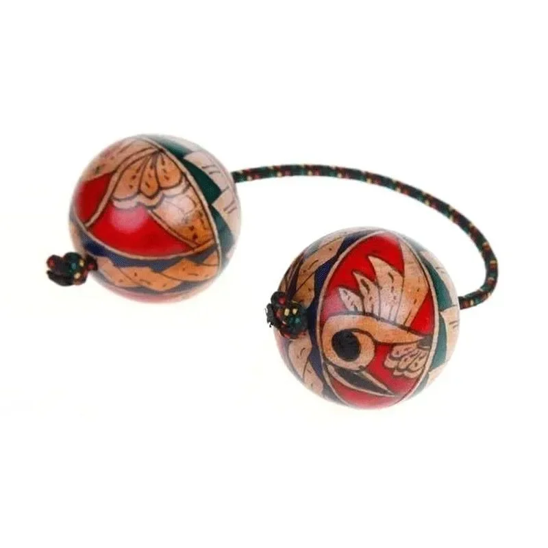 Indonesian Hand Drawn Sand Eggs Wooden Aslatuas Rhythmic Ball Shaker Single Handed Use Impact Music Instruments Niche Gifts