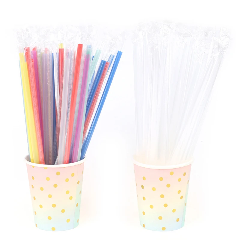 100Pc Clear Individually Wrapped Drinking Pp Straws Drinks Straws Party Supplies