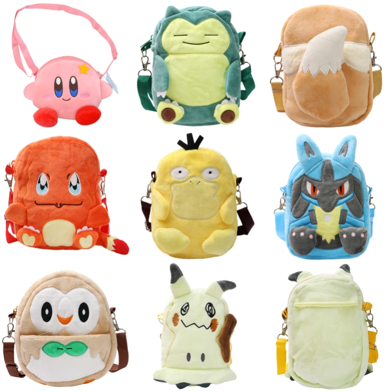 Mimiku  Snorlax Charmander 플러시 숄더 백 장난감 Kawaii Rowlet Lucario 커비 동전 지갑 부드러운 귀여운 Peluche 인형