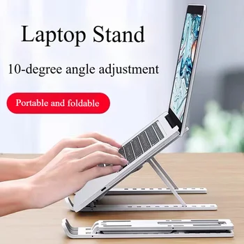 Supporto per laptop in argento, regolabile in altezza, in lega di alluminio con raffreddamento a sospensione, tastiera pieghevole, supporto portatile, pieghevole