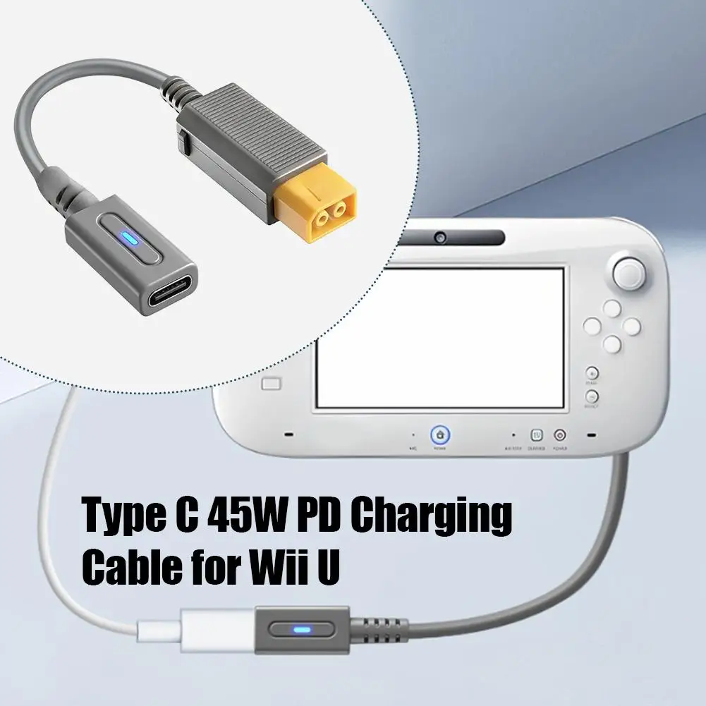 WiiU 45W 안정적인 전원용 PD Type C 여성용 어댑터 유연한 12cm 안티 브레이크 휴대용 게임 콘솔 충전 케이블 코드