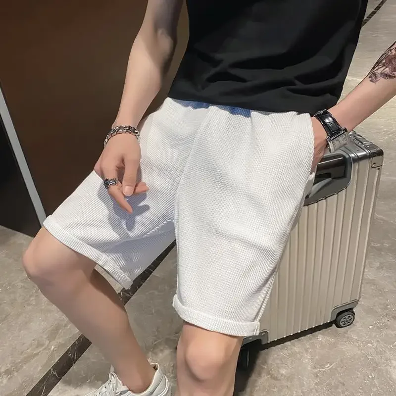 Pantalones cortos para hombre con estampado de gofres blancos personalizados, novedad de 2024, venta al por mayor, elásticos, de moda, talla XL