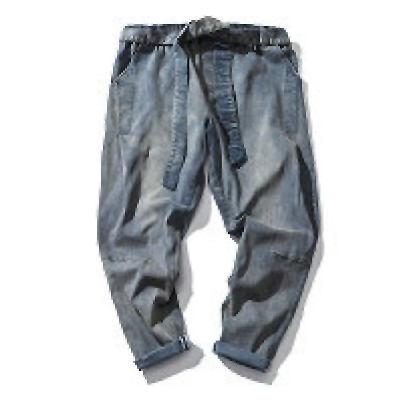 

Spring Men Jeans Pants Man Retro Cotton Joggers Ribbon Men Casual Streetwear Denim Trousers Men Drop Shipping ABZ229