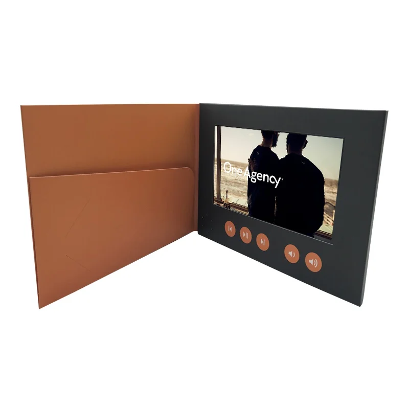 맞춤형 LCD 비디오 소책자, 흰색 판지 브로셔, LCD 화면 비디오 플레이어 포함, 10 인치