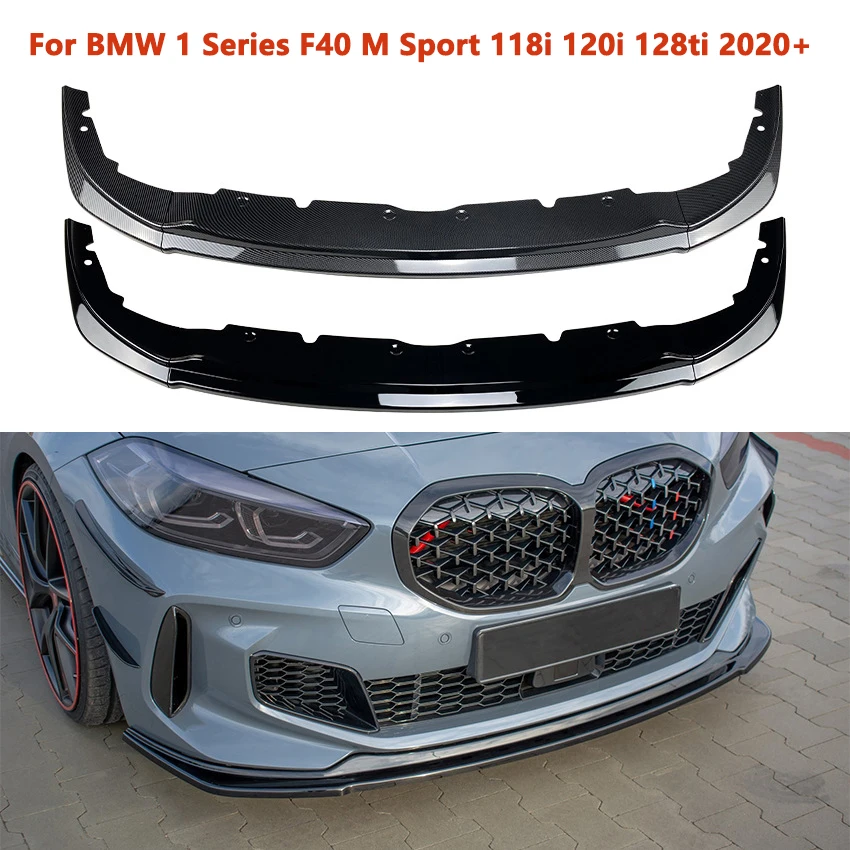 

For BMW 1 Series F40 M Sport 118i 120i 128ti 2020+ Car Front Bumper Front Lip Shovel Spoiler Diffuser PP Carbon Fiber Guard Kit