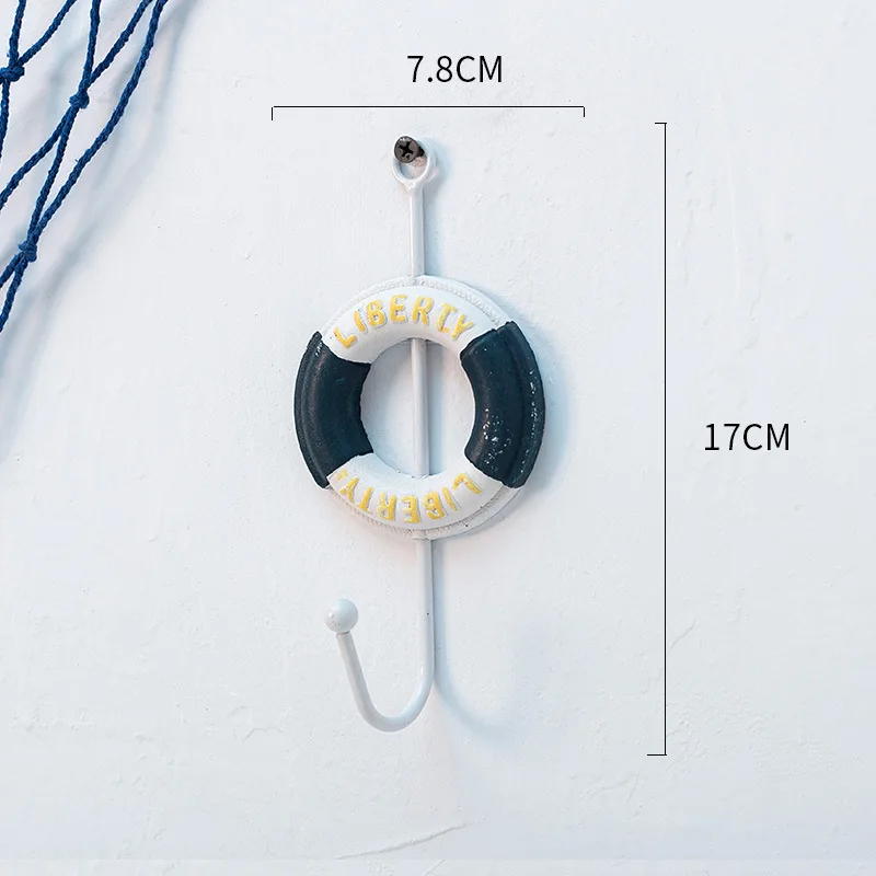 New Nautical Clothes Hats Hook Huaqi HYJ002 Mediterranean Style Coat Hook Wooden Towel Hanger for Wall Decoration 5