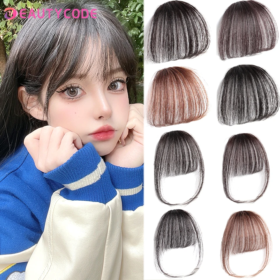 

BEAUTYCODE Fake Blunt air Bangs hair Clip-In Extension Synthetic Fake Fringe Natural False hairpiece For Women Clip In Bangs