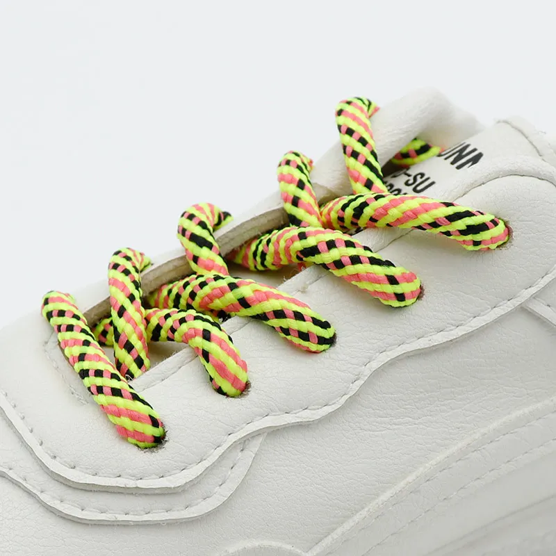 Double Layers 5mm Black Shoelaces 60-180cm 3 Colors Mix Knitting Shoelaces Super Bootlaces Shimmering  Laces for Queens Kids