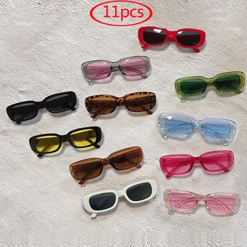 11 pçs ciclismo moda retro pequeno quadrado quadro óculos de sol feminino retângulo vintage atacado óculos de sol tons uv400 1