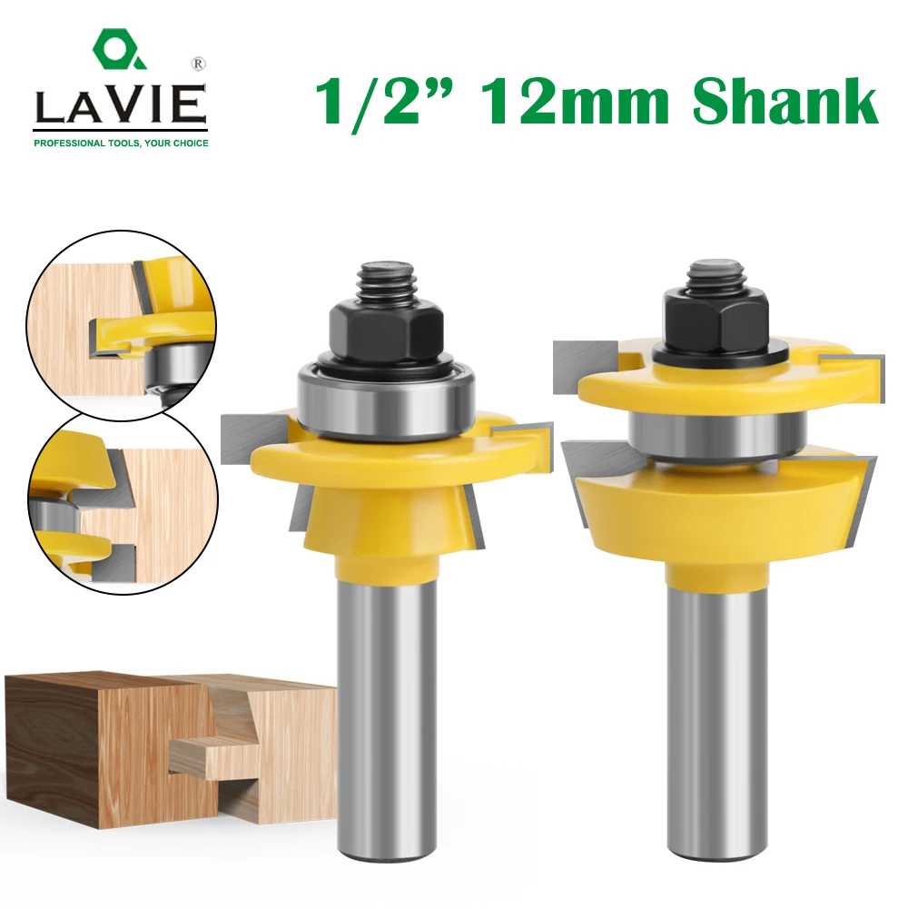 LAVIE 2-teiliges Shaker-Nut- und Fügefräser-Set, HSS-Schwalbenschwanzfräser für CNC-Holzbearbeitung, 5 Schaftgrößen erhältlich MC02057