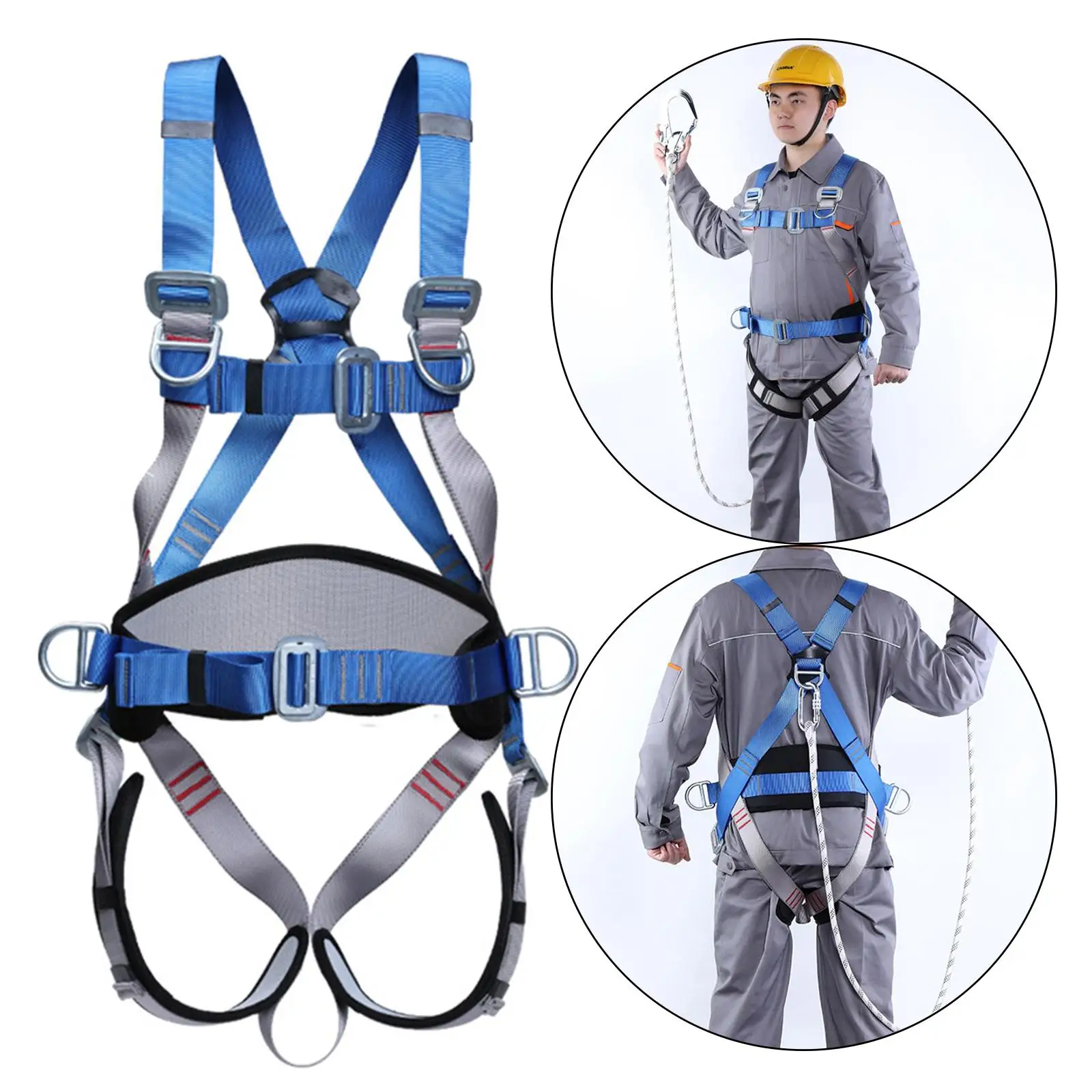 FullBodyClimbingHarnessSafetyHarnessBeltFallProtectionforCavingTreeRappellingFire
