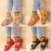 PU Women Chunky Platform Sandals Casual Soft Open-Toe Sandals without Grinding Feet for Walking Shopping Stroll 2