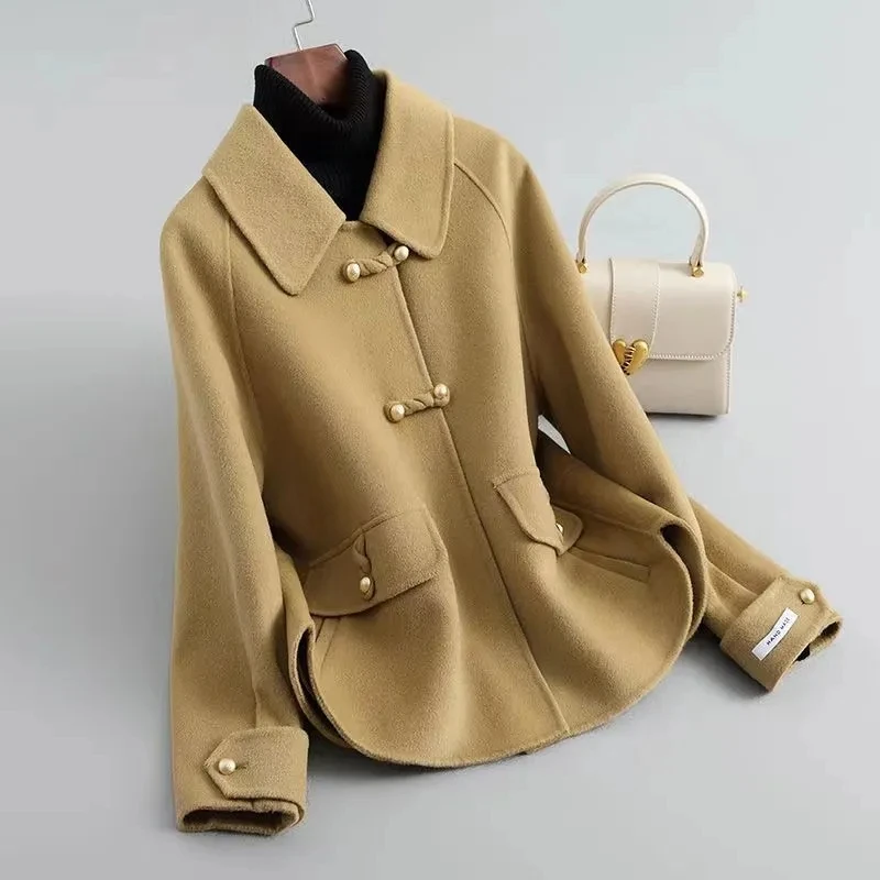 Korean Warm Wool Blend Women Short Chaqueta Elegant Chic Ol Woolen  Fall Winter Overcoat Jacket Office Ladies Classic Jaqueta