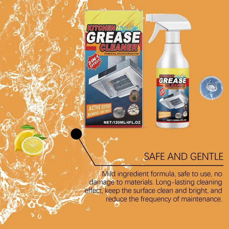 Degreaser Cleaner Spray 120ml Household Kitchen Grease Washer Multi-Purpose Kitchen Cleaning Tool For Countertops Range Hoods