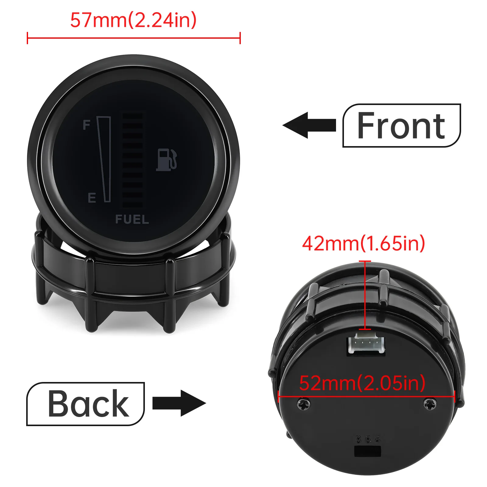 ZMFJH 2인치 52mm 연료량 게이지 10 LED 오일 탱크 레벨 미터 240-33옴 LED 조명 포함 자동차 12V 디스플레이 연료 게이지 미니 미터