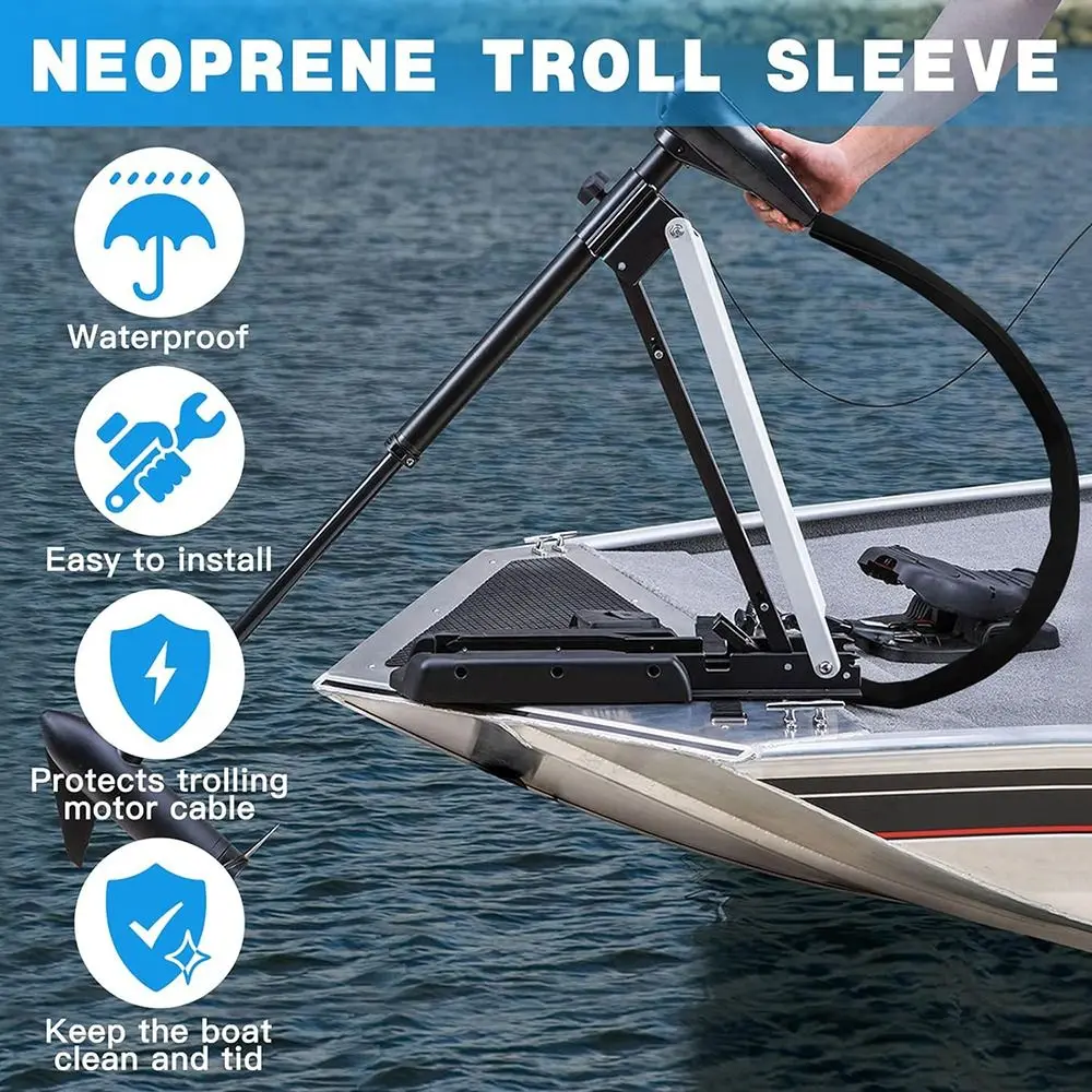 Trolling Motor Cable Organizer Sleeve 60" L Black Neoprene Troll Sleeve Trolling Motor Wire Cover