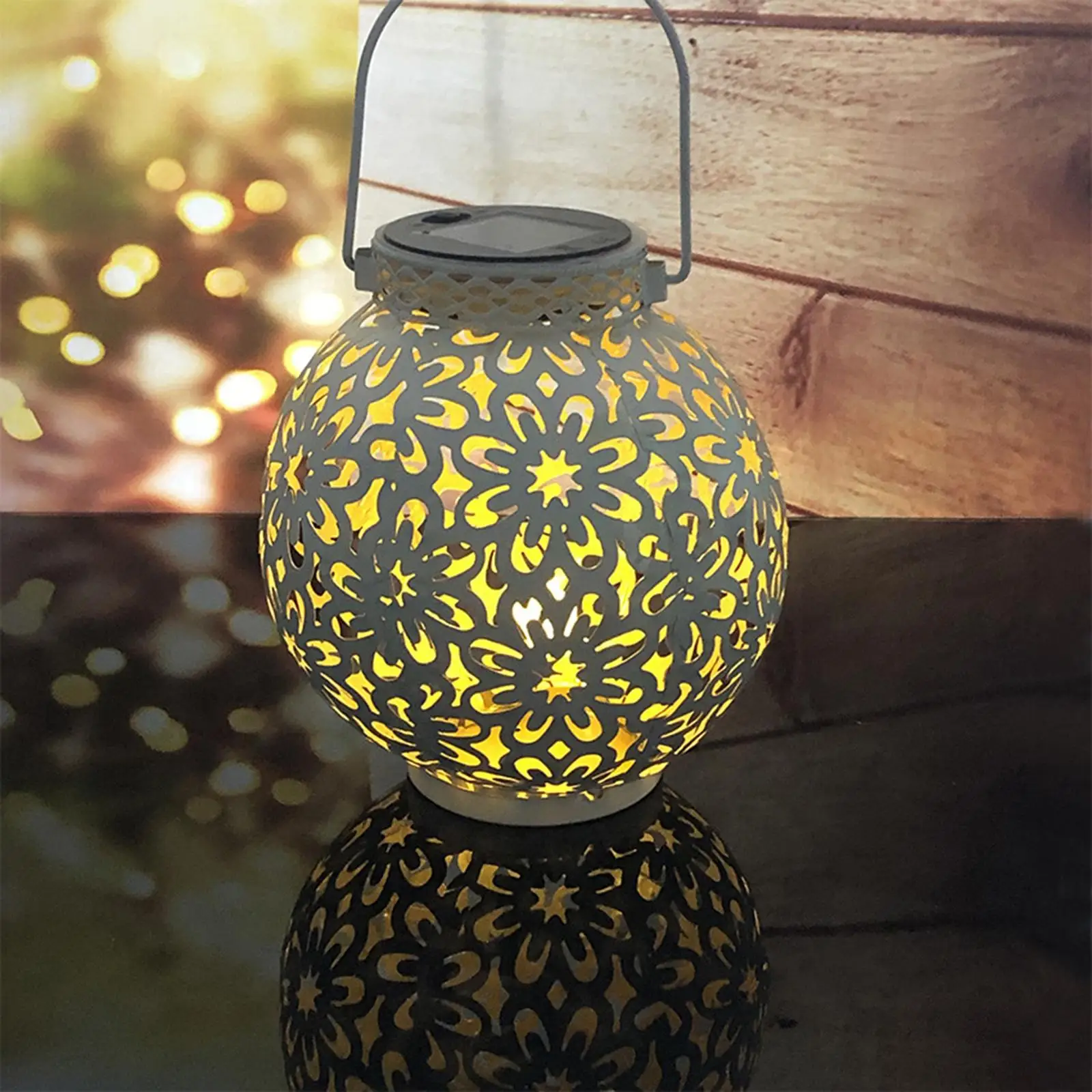 Hanging Lanterns Retro Hollow Solar Light with Handle Outdoor Garden Lights Decor for Yard Tree Fence Patio Yard Light